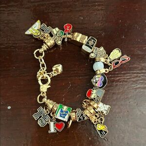 Taylor Swift Gold Charm Bracelet with Colorful Charms